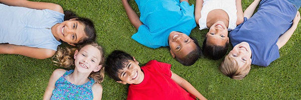 kids on the grass