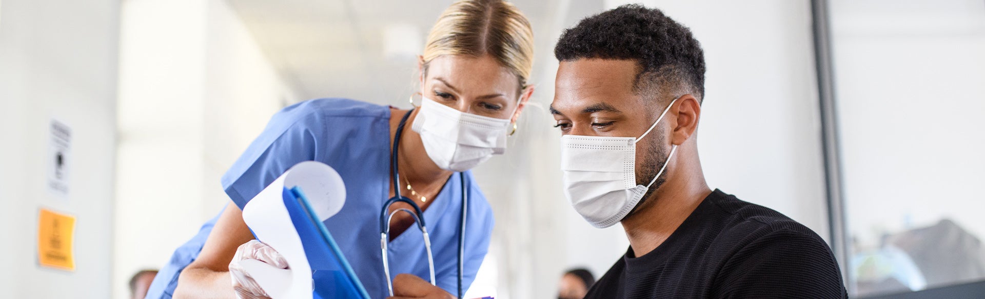 Nurse talking to patient