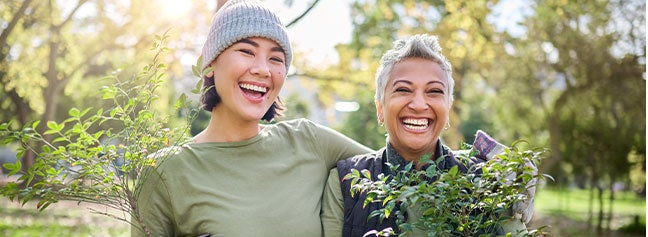 Two women smiling