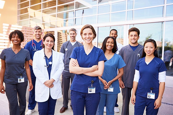Doctors and nurses group photo